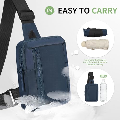 Mini Sling Bag for Men and Women, 7.5 Inch Small Anti Theft Crossbody Sling Backpack Nylon Chest Bag Fanny Pack for Travel Running Hiking (Dark Blue) - color: Dark Blue
