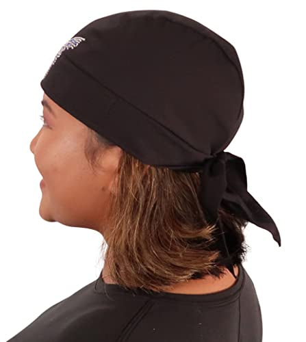 Sparkling EARTH - American Made Skull Caps Doo Rags Do Rag Durag Headwrap Head Wraps Skullies - Made in The USA! - color: Large Blue and Silver Butterfly Rhinestud Rhinestone