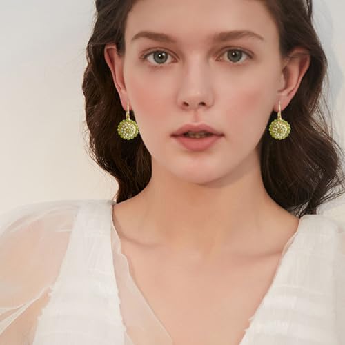 Bohemian Vintage Sliver Geometry Enamel Flower Lightweight Dangle Hoop Earrings Ethnic Handmade Circle Disc Teardrop Earrings For Women - color: Gold Green