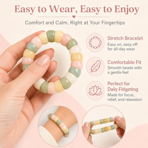 Fidget Bracelet Natural Bodhi Seeds Beaded Bracelets Zen Fidget Stretch Bracelets Alleviate Anxiety Stress Protection Healing Bodhi Jewelry Gifts for Women Men - color: A2:Fidget Bracelet