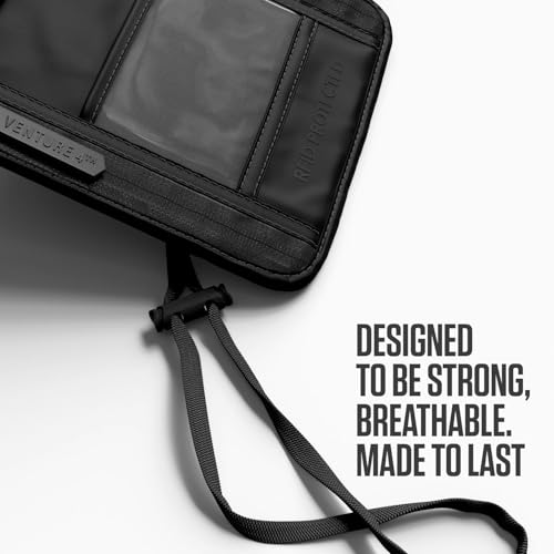 VENTURE 4TH Neck Wallet for Women & Men – RFID Blocking Passport Holder for Travel, Hidden Neck Pouch with 6 Compartments, Slim Lightweight Travel Organizer with Adjustable Strap (Sleek Black) - color: Sleek Black