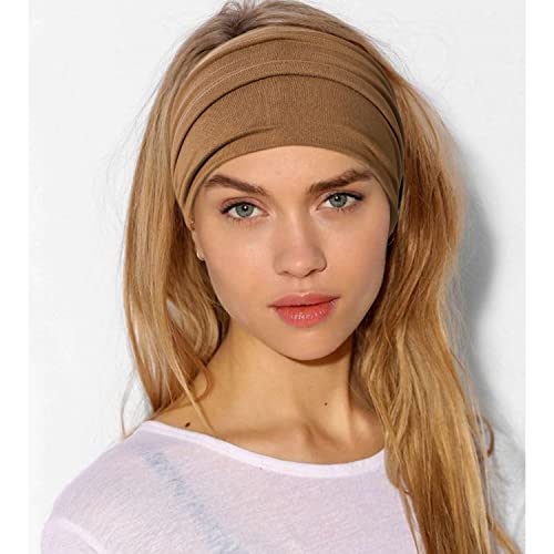 Jesries 10 PCS Women Headbands African Wide Hair Wrap Extra Turban Head Bands for Lady Large Sport Workout Stretch Non-slip Big Hair Bands - color: Wine red