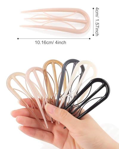 French Hair Pin for Women - U-Shaped Hair Fork for Updos, Chignons & French Twists, Durable Acrylic, Secure & Elegant Styling for All Hair Types (Coffee) - color: Coffee