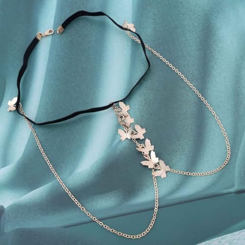 Boho Butterfly Leg Chain Butterfly Thigh Leg Chain Multi Butterfly Tassel Thigh Chain Elastic Leg Thigh Chain Punk Gold Body Chain Rave Bikini Thigh Body Chain Jewelry for Women