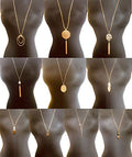 10Pcs Long Pendant Necklace Simple Moon Bar Three Triangle Tassel Lock Sweater Y Shape Punk Chain Choker Necklace for Women Men Gold Silver Plated - style: C:10Pcs Gold Tone