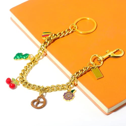 Bag Purse Charms Chain for Handbags Women's Pants Wallet Gold Link Bag Chain Keychain Y2K Accessories - color: Cherry Dinosaur