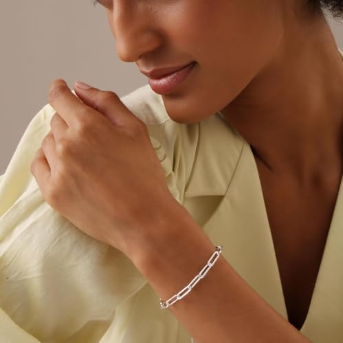 LeCalla Pure 925 Sterling Silver Italian Paperclip Link Chain Bracelets | Gold Over Silver Paper-Clip Link Station Bracelet | Sliding Bolo Bracelet for Women - color: PaperClip Link Bolo