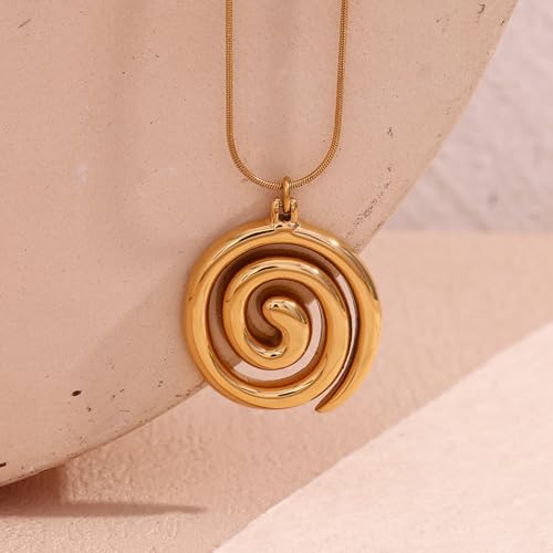 Frodete Statement Necklace for Women Chunky Gold Necklaces Long Pendant Necklace Boho Necklaces Gold Pendant Jewelry Cowboy Chic Style Cowgirl Outfit - color: Z1:Spiral Necklace