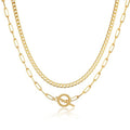 CHESKY Layered Necklaces for Women, 14K Gold Plated Chain Necklace Women Trendy Cuban Link Paperclip Chain Toggle Clasp Necklace Fashion Chunky Jewelry for Women - style: Toggle/Paperclip-GD