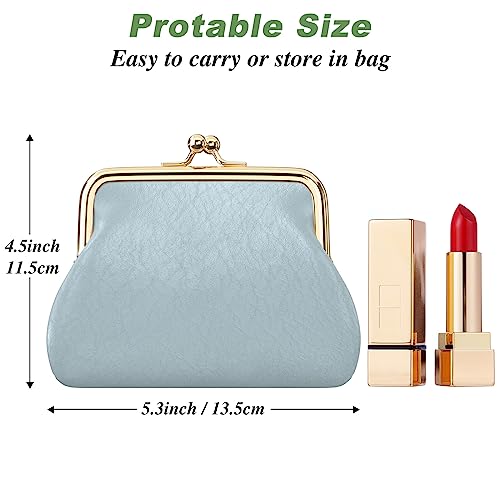 Coin Purse, Small PU Leather Change Purse, Coin Wallet with Clasp, Car Change Holder Pouch for Woman Men Kids Girls, Blue - color: Blue