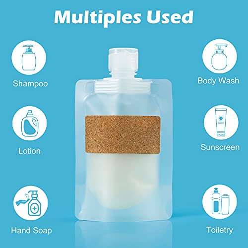 TailaiMei 12 Pieces Travel Pouches for Toiletries, TSA Approved Portable Travel Size, Refillable Stand Up Pouch for Shampoo/Conditioner/Lotion (1.7 &3.4 oz) - size: 12 Pcs 3.4 Ounce