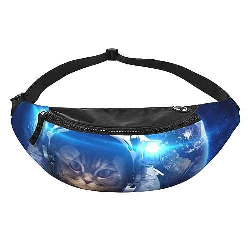 Space Cat Fashion Casual Fanny Pack Waist Bag Men Women Adjustable Belt Waist Bag For Travel Hiking Cycling Running Festival Carnival - color: Black10