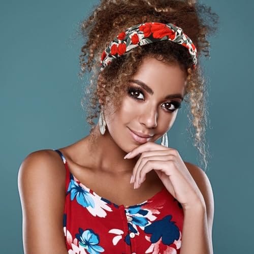 VELSCRUN Headbands for Women Girls 12 Pack Stylish Top Knotted Headbands Flower Headband For Women's Hair Non Slip Women Fashion Head Bands Wide Hairband Mom Sisters Hair Accessories - color: Headband 38