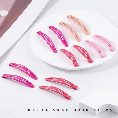 16 PCS Snap Hair Clips Metal Barrettes for Women Non Slip Barrettes for Thick and Thin Fine Hair,Bright Multiple Red,2.36 x 0.43 Inches. - color: Bright Multiple Red