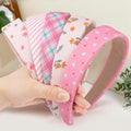 obeoby Pink Stripe Headbands for Girls Gift, 1 inch Wide Trendy Headband Non Slip for Everyday Styling Casual Outings(5Pcs) - color: Floral series