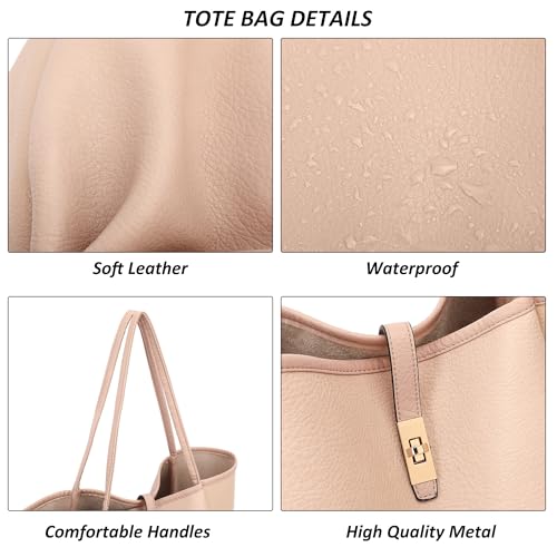 TANTOMI Tote Bag for Women Vegan Leather Purses and Handbags Ladies Waterproof Big Shoulder Bag for Travel - color: A-dark Pink