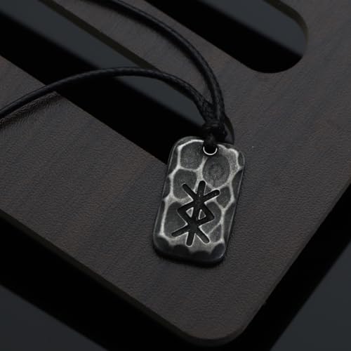 Ankiyabe Stainless Steel Norse Viking Rune Pendant with Adjustable Braided Rope Good Luck/Love/Strenght/Health Viking Symbol Necklace for Men Women - color: PROTECTION