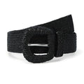 HOTWILL Women Straw Woven Belt Boho Elastic Stretch Braided Waist Belts for Summer Dresses - color: Black_d Ring Buckle
