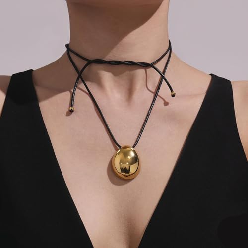 Frodete Statement Necklace for Women Chunky Gold Necklaces Long Pendant Necklace Boho Necklaces Gold Pendant Jewelry Cowboy Chic Style Cowgirl Outfit - color: C:gold long necklace