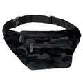 Black Camo Fanny Pack Belt bag - Crossbody Waist Bag for Men or Women - Hands-Free, Waterproof Large Bumbag for Hiking, Running, and Travel - color: Black Camo