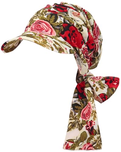 XYIYI Chemo Headwear for Womens Cancer Patients, Head Scarf Chemotherapy Headwraps Hat - color: Beige Flower