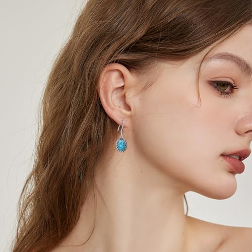 Western Earrings for Women 925 Sterling Silver Turquoise Western Country Dangle Drop Earrings Country Jewelry Gifts for Cowgirl Cowboy - style: Turquoise-B