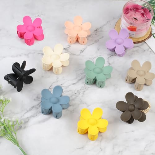 vivinin Flower Claw Clip 10 PCS Claw Clips, Hair Clips for Women Non Slip for Thick Hair Women Girls Gifts, 10 Colors - color: 10 Color