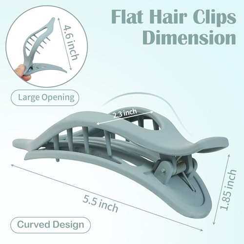 5.5 Inches Extra Large Flat Hair Clips for Women, 4 Pack XL Big Claw Clips for Thick Hair, Oversized Matte Strong Hold Non-slip Flat Claws, Blue - color: Blue-XL