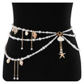 XZQTIVE Starfish Pearl Waist Chain Belts for Women Mermaids Seashell Pearl Belly Chain Gold Pirate Rave Festival Summer Bikini Beach Jewelry Accessories - style: Starfish-6