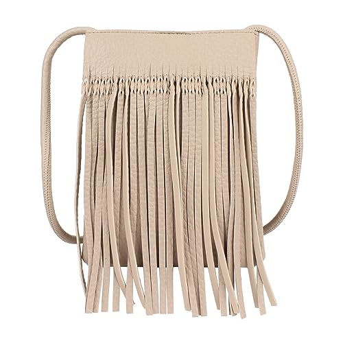 Hoce Women’s Leather Fringe Messenger Bag Large Hobo Crossbody Tassel Shoulder Bags, Gift for Mom Wife Girlfriend - color: 07785apricot