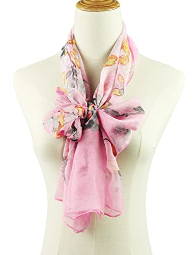 PANTONIGHT Long Chiffon Fashion Scarf Lightweight Chiffon Sheer for women - color: Pink 742