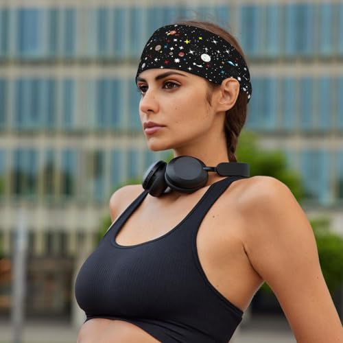 Elastic Sports Headband with Cosmic Space Pattern, Stretchy Workout Hairband for Fitness, Yoga - color: 31
