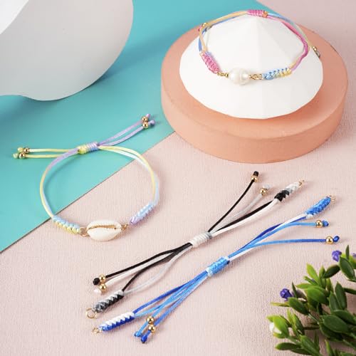 Adjustable Slider Bracelets Colorful Half Finished Bracelets Adjustable Beaded Bracelets DIY Friendship Bracelets for Women Jewelry Making Gifts Supplies - color: 8 Colors-Gradient