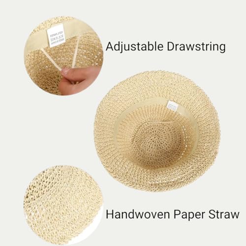 Womens Floppy Straw Sun Hat Packable Wide Brim Summer Beach Hat Foldable Crochet Bucket Hats - color: Fluorescent Color