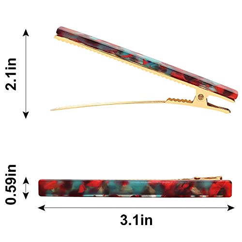Cobahom 6Pcs Hair Clips,Hair Accessories for Women, Resin Duckbill Barrettes Fashion Chic Tortoise Shell Hair Clips for Women Girls and Hair Accessories(3 Red + 3 Bule) - color: 6 Pcs Blue & Red