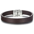 Men's Leather Bracelet, Stackable Stainless Steel Clasp Bracelets for Men Stylish Birthday, Thanksgiving, Valentine's Day Gift for My Man - style: 8.4" Brown Leahter