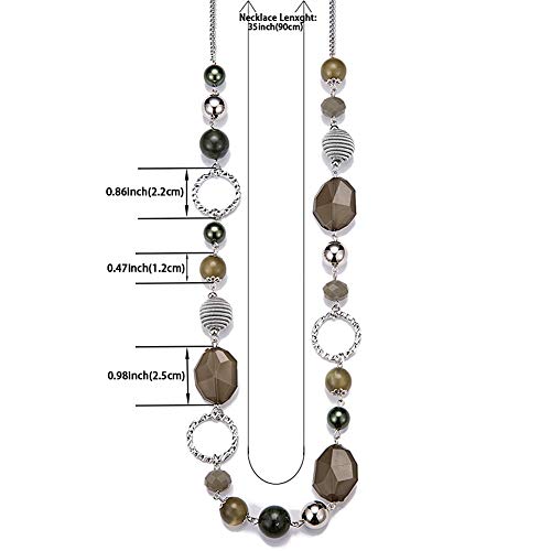 PEARL&CLUB Long Beaded Necklaces For Women - Sweater Chain Fashion Jewelry Necklace Gifts For Women - color: 23-Green