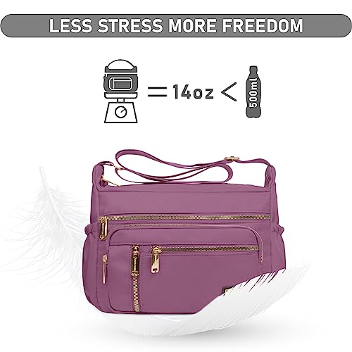 NPBAG Crossbody Bag for Women, Shoulder Purse Handbag Messenger Bag, Trendy Pocketbooks, Waterproof and Multi-Pockets - color: Plum