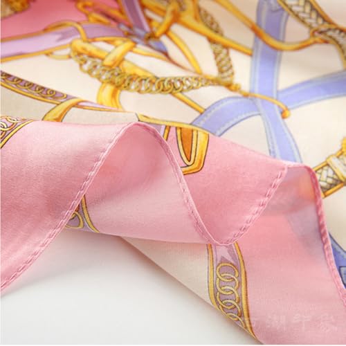 FEIBOON Mulberry Silk Scarfs Neck Scarf 21" Small Square Scarfs hair scarf bandana Neckerchief Headscarf for Women - color: Elegant Pink