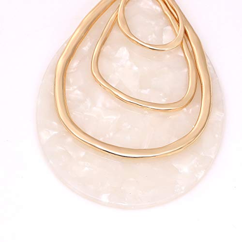 MOLOCH Long Necklace For Women Geometry Teardrop Acrylic Circle Pendant Necklace Statement Boho Acetate Resin Necklace Minimalist Gift - color: White
