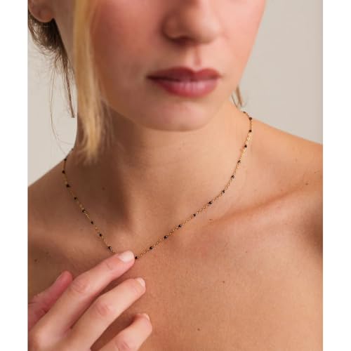 Gold Necklaces for Women Trendy, 14K Gold Plated Dainty Lip Chain Simple Choker Hypoallergenic Waterproof Boho Necklace Fashion Accessories Women Jewelry for Her - color: O chain-black