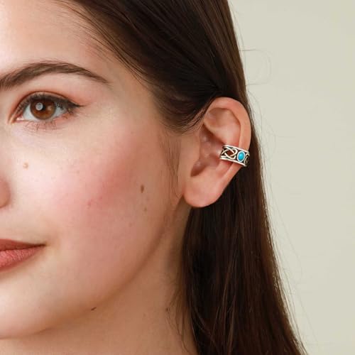 CHIC & ARTSY 925 Sterling Silver Ear Cuffs for Women, Non Piercing Clip On Cartilage Cuffs, Adjustable Fake Conch & Helix Earrings, Gold Plated & Oxidized Various Styles - color: ear cuff #22