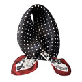 Aufeel Women's 100% Pure Mulberry Silk Small Square Scarf - Neckerchief Women - Silk Headscarf - 21" x 21" - color: Black Dot