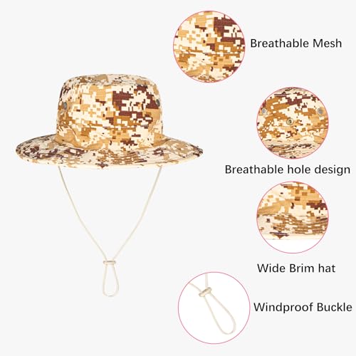 Sun Hats for Men Women Boonie Hat Foldable Fishing Hat UPF 50+ Bucket Hat for Fishing Hiking Garden Safari Beach - color: 1pack-beige1 Digital