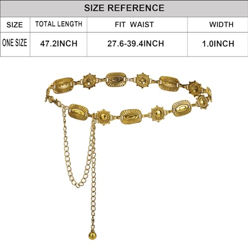 Luvatar Fashion Metal Waist Chain Belt Blouse Dress Sweater Chain Belt… - color: GOLD-F48