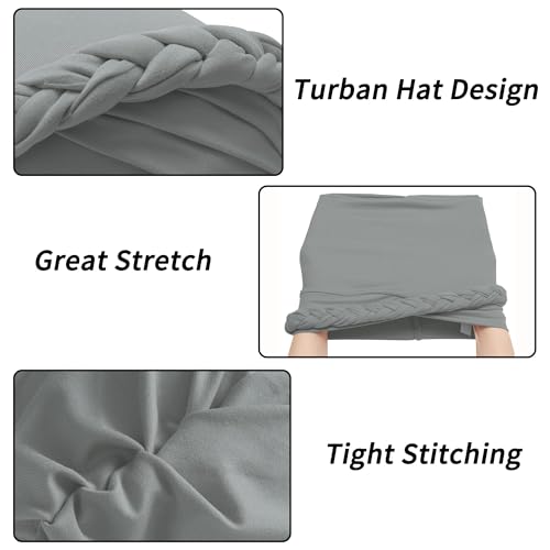 ZLYC Chemo Headwear for Women Pre Tied Turban Headwear Lightweight Beanie Hat - color: Braid Gray