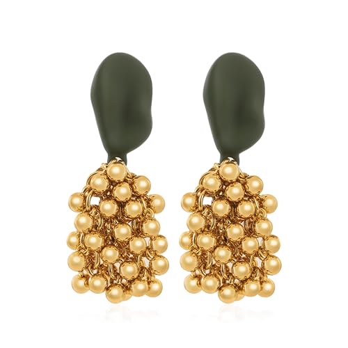 Silver/Gold Boho Dangle Statement Earrings for Women Trendy,Handmade Vintage Dainty Cute Long Drop Summer Earrings,fashion Accessories Jewelry Gifts - color: A24 geometric gold balls tassels