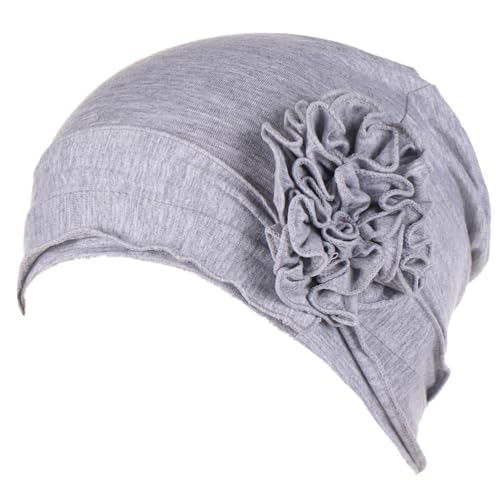 Headwrap Turbans for Women - Twist Soft Floral Solid Caps Pre Tied Chemo Beanies Headwear Hat for Cancer - color: Gray