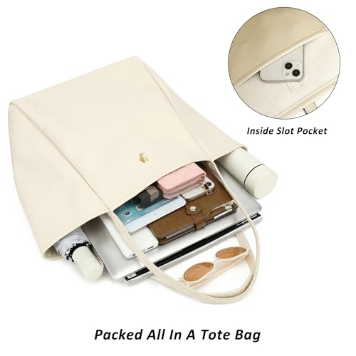 TANTOMI Tote Bag for Women Vegan Leather Purses and Handbags Ladies Waterproof Big Shoulder Bag for Travel - color: A-cream White