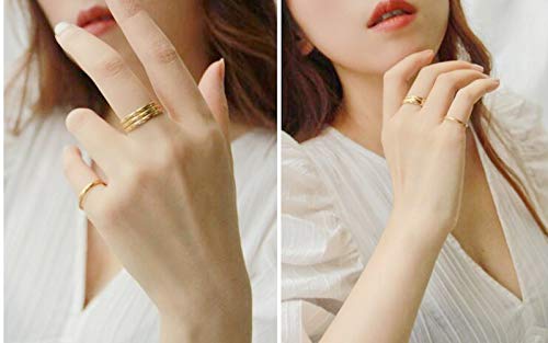 INENIMARTJ 2mm Thin Titanium Stainless Steel Knuckle Stacking Midi Rings,Stackable Dome Band Finger Ring Set for Women Men,5Pcs Simple Stylish Polished Wedding Ring Size 6-11 - size: 11